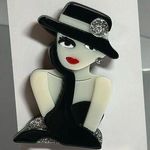 Beautiful Girl Brooch / Scarf Pin #159 White Photo 0