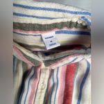 Old Navy Medium Linen Blend Cute White Stripe Beach MIDI Dress Wispy Linen Blend Photo 5