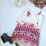 ZARA  Ivory Pink Aztec Print Sleeveless Ruffled Tank Top Women's Size Small Photo 2