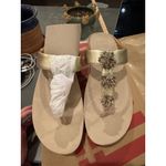 FitFlop Womens Wedge Sandal Metallic Beaded GALAXY Slip on toe post Size 9 Photo 7