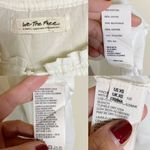 Free People Oversized Top Blouse White Gauze Sheer Tie Neck Blue Trim XS NWOT Photo 7