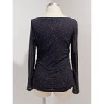 Kenneth Cole  Reaction Black Purple Multi Knot Front Long Sleeve Nylon Top Size S Photo 2