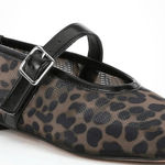 Camila Coelho ‎ Moma Flats Womens 6 Leopard Mesh Mary Jane Ballet Shoes Revolve Photo 0