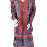 Lady Carol Petites Vintage Paisley Shoulder Pad Skirt Suit Set 14 Red Photo 1