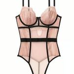 Victoria's Secret VICTORIA SECRET VERY SEXY ROSE GOLD PINK FISHNET & MESH TEDDY BODYSUIT Photo 0