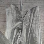 Madewell  Women Grey Silver Long Sleeve Crinkled Relaxed Button Up Shirt small Photo 3