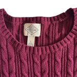 st. john's bay Burgundy Cable Knit Crew Neck Sweater Size L Preppy Layering Photo 4