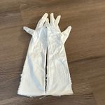 New white stretch satin beaded mid elbow length gloves Photo 4