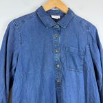J. Jill Denim Tencel Shirt Dress S Petite Dark Wash Convertible Sleeves Pockets Blue Size undefined Photo 1