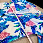 One Piece NWOT Pink & Blue Leaves/ Zip Up Front /Half Sleeve Swimsuit Size:Small Photo 9