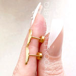 Gold Feather Flat Back Earrings – 18k Gold Plated Stainless Steel Photo 3