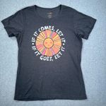 Natural Life Let It Sun Graphic Tee Shirt Women's large Gray Short Sleeve Crew Photo 0