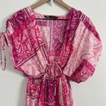 ZARA Patchwork Print Dress Pink Cut Out Maxi Size Small Photo 4