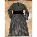 Fernando Sanchez Vintage brocade eyelet Long Sleeve black gold midi retro Dress Size XS Photo 7