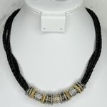 Chico's Rhinestone Silver and Gold Tone Black Braided Cord Necklace β¨ Photo 0
