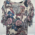 1. State NWT  Blue Crush Floral Print Open Flutter Sleeve Top Size Small Photo 0