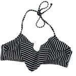 Apt. 9  Womens Striped Flounce Ruffle Halter Bikini Top Black White Medium Photo 0