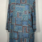 J.Jill Paisley Patchwork Print Long Sleeve Tunic Size Large Blue Photo 0