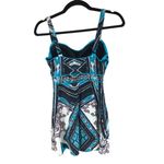 Sea & Sand Beachwear Swimdress Molded Cups Geometric Blue White 10 Photo 3