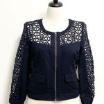 Elevenses Anthropologie  Soutache Crochet Bomber crochet sheer sleeves jacket Photo 0