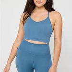 Spiritual Gangster Bryn Seamless Crop Tank in Moonlit Blue Photo 2