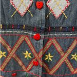 Vintage Napa Valley 90s Denim Embroidered Cottagecore Hearts Flowers Vest M Blue Size M Photo 4