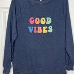 Wildfox  Good Vibes Blue Sweatshirt with Plush Letters Small Photo 0