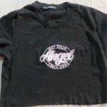 Brandy Melville Black Cropped Not Your Angel Short Sleeve Top Photo 0