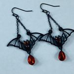 Halloween Bat Earrings Dangle Drop Pierced Hook Bead Accent Whimsical Party Black Photo 8