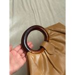 Vintage Tan Smooth Leather Stocko Clutch Purse Handbag Bakelite Lucite Handles Photo 2