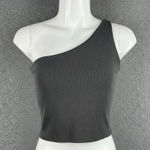 Cotton On  Women's Stretch One Shoulder‎ Cropped Tank Ribbed Medium Gray Trendy Photo 0