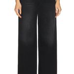 NWT MOTHER Women's The Spinner Zip Sneak Wide Leg Jeans In Magic Black Size 27 Photo 0