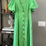 Nicholas Troy Linen Midi Shirt Dress Green Womens Size 0 Photo 5