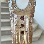 TWINSET Simona Barbieri Gold Sequin & Rosette Blue Tank Size M Photo 0