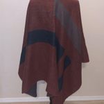 BB Dakota  Poncho Wrap in Mulberry Blue Gray Red Knit Striped Photo 4