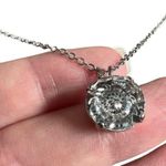 Swarovski Large Clear Round Crystal Pendant On Silver Chain Necklace Photo 4