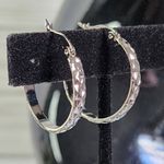 Silver Stainless Steel 1" Hoop Earrings New Photo 0