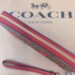 Coach Long Zip Around Wallet In Signature Canvas With Wild Strawberry Print Photo 2