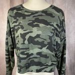 EXPRESS  Camo Print Scoop Neck Cropped Long Sleeve Sweater- SEE MEASUREMENTS Photo 1