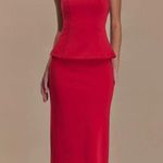 Meshki  - Bertie Peplum Halter Maxi Dress - Red Ruby Photo 7
