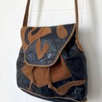 Black Leather Brown Suede Satchel Purse Shoulder Bag Photo 1