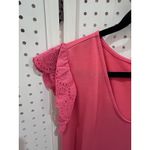 Como vintage Pink Ruffle Eyelet Sleeve Tiered Dress Women's Size L Photo 4