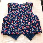 Unique 1980s reversible crop quilted vest with a country church angels embroidered patchwork design, featuring a blue and multicoloureddesign Size M Photo 5