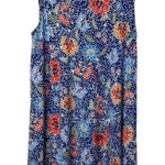 Loft  Floral Sleeveless Dress Blue Red Flowers Cutout Back Casual‎ Size XS Photo 0