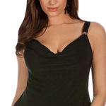 MiracleSuit  Luxe Tankini Underwire Top Swim Gold‎ Black Size US 16 Photo 0