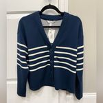 Spanx AirEssentials Striped Cardigan in Midnight Navy and Porcelain NWT Photo 3