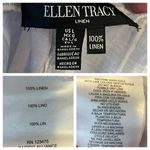 Ellen Tracy New Wide Leg Pant Linen Mid Rise Blue White Stripe Women Size Large Photo 4