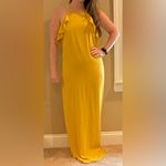 Forever 21  Contemporary Mustard Yellow Formal Maxi Dress Gown | Size S Photo 4