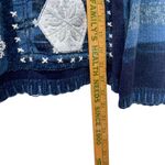 Tiara International Large Christmas Ugly Sweater Cardigan Snowman Holiday Blue Photo 6