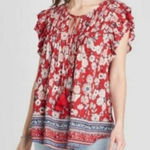 Knox Rose Top Blouse Festival Boho Cottage core Babydoll Shirt SZ XL Photo 0